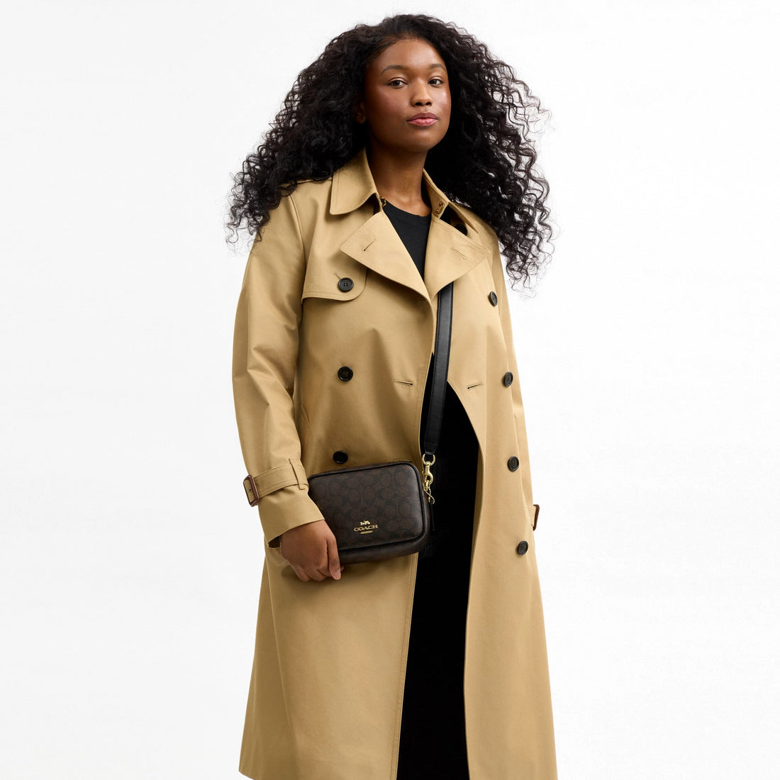 Coach Mini Carey Crossbody Bag In Signature Canvas - Gold/Walnut/Black