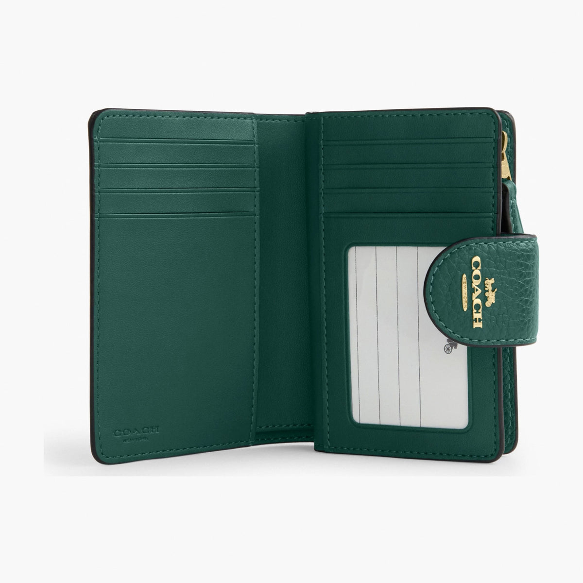 Coach Medium Corner Zip Wallet - Gold/Emerald