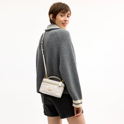 Coach Rainer Crossbody Bag 18 With Quilting - Gold/Chalk