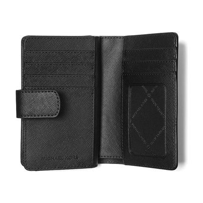 Michael Kors Medium Crossgrain Leather Wallet - BLACK