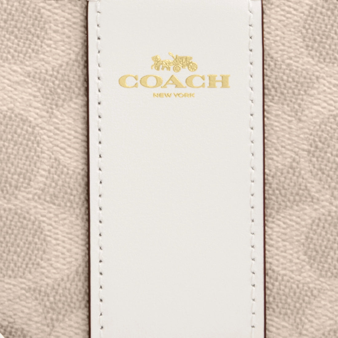 Coach Corner Zip Wristlet In Signature Canvas With Stripe - Gold/Sand/Chalk
