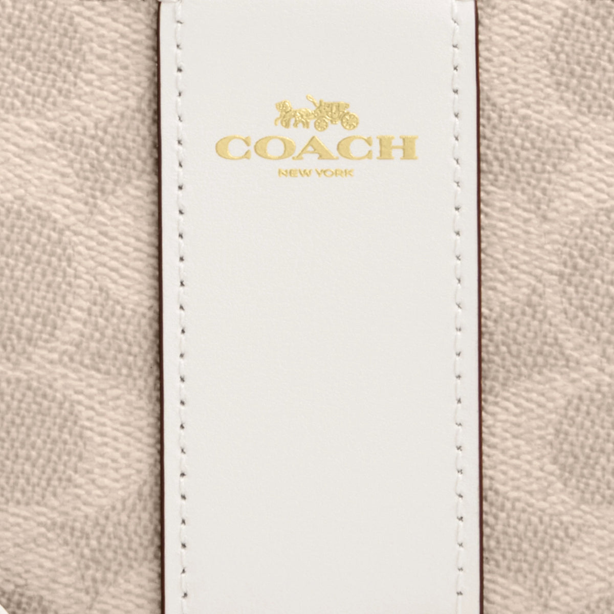 Coach Corner Zip Wristlet In Signature Canvas With Stripe - Gold/Sand/Chalk