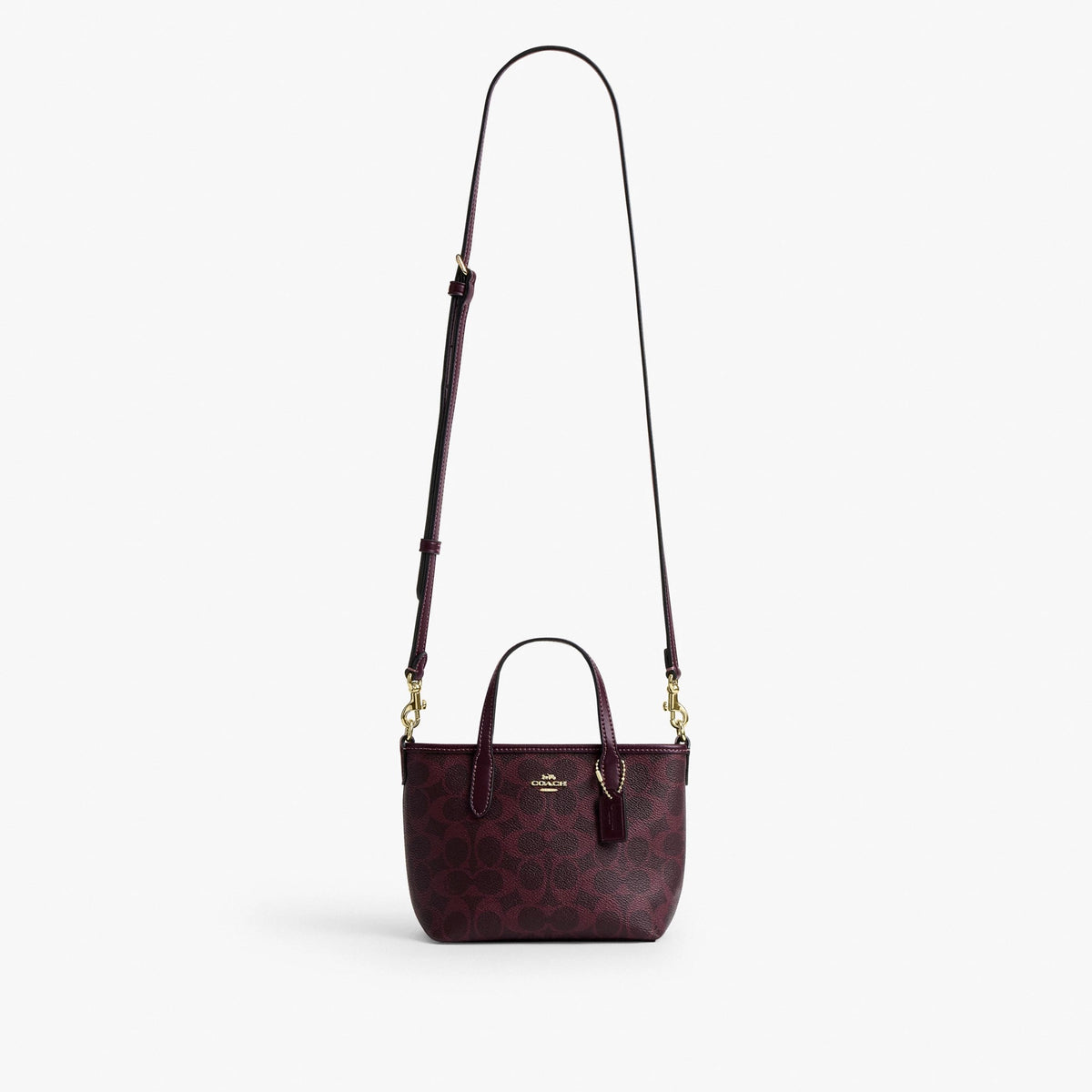 Coach City Mini Tote Bag In Signature Canvas - Gold/Black Currant