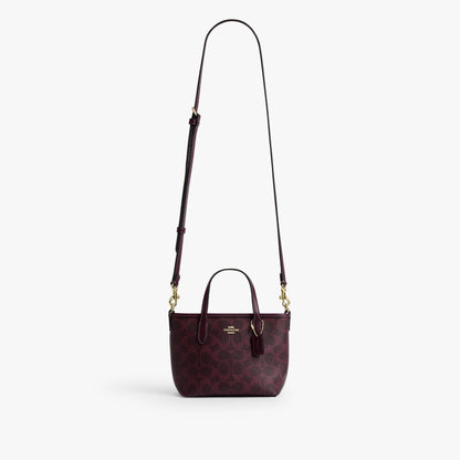 Coach City Mini Tote Bag In Signature Canvas - Gold/Black Currant