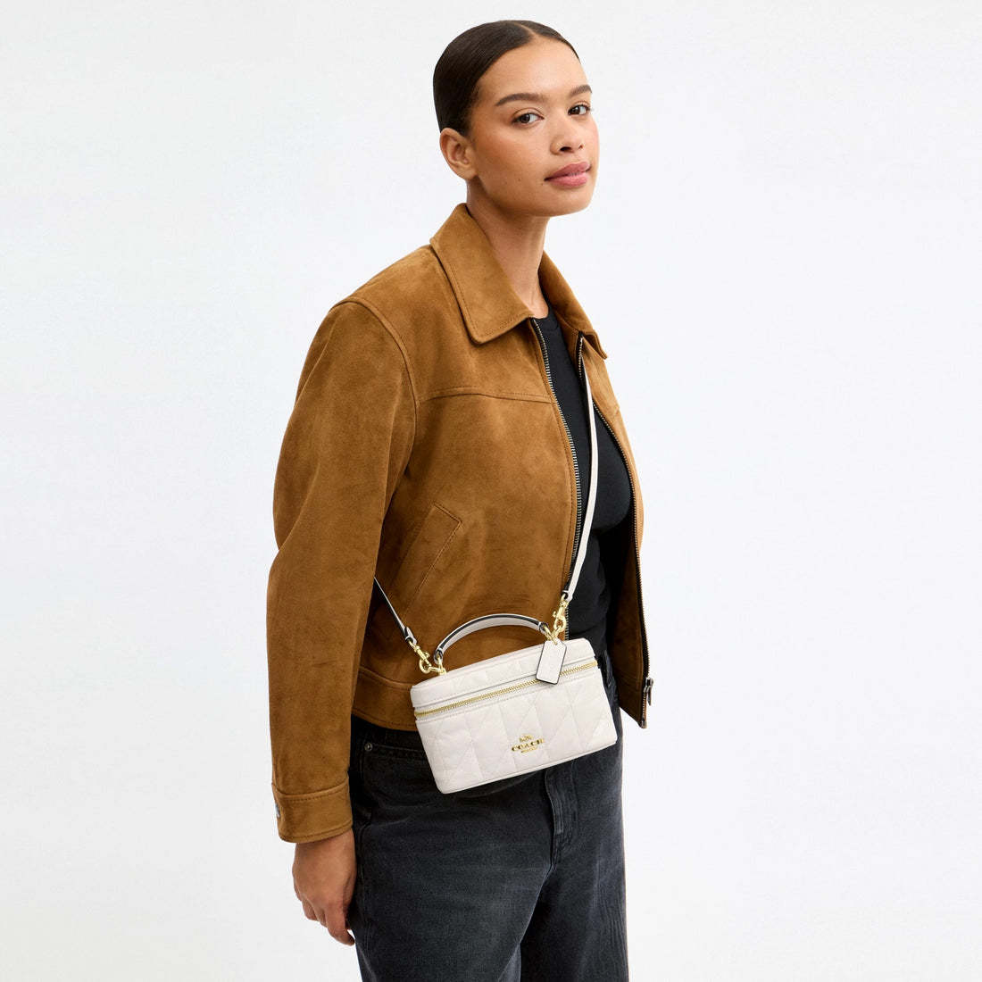 Coach Rainer Crossbody Bag 18 With Quilting - Gold/Chalk