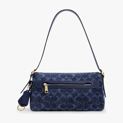 Coach Etta Small Flap Shoulder Bag In Signature Chenille - Gold/Navy
