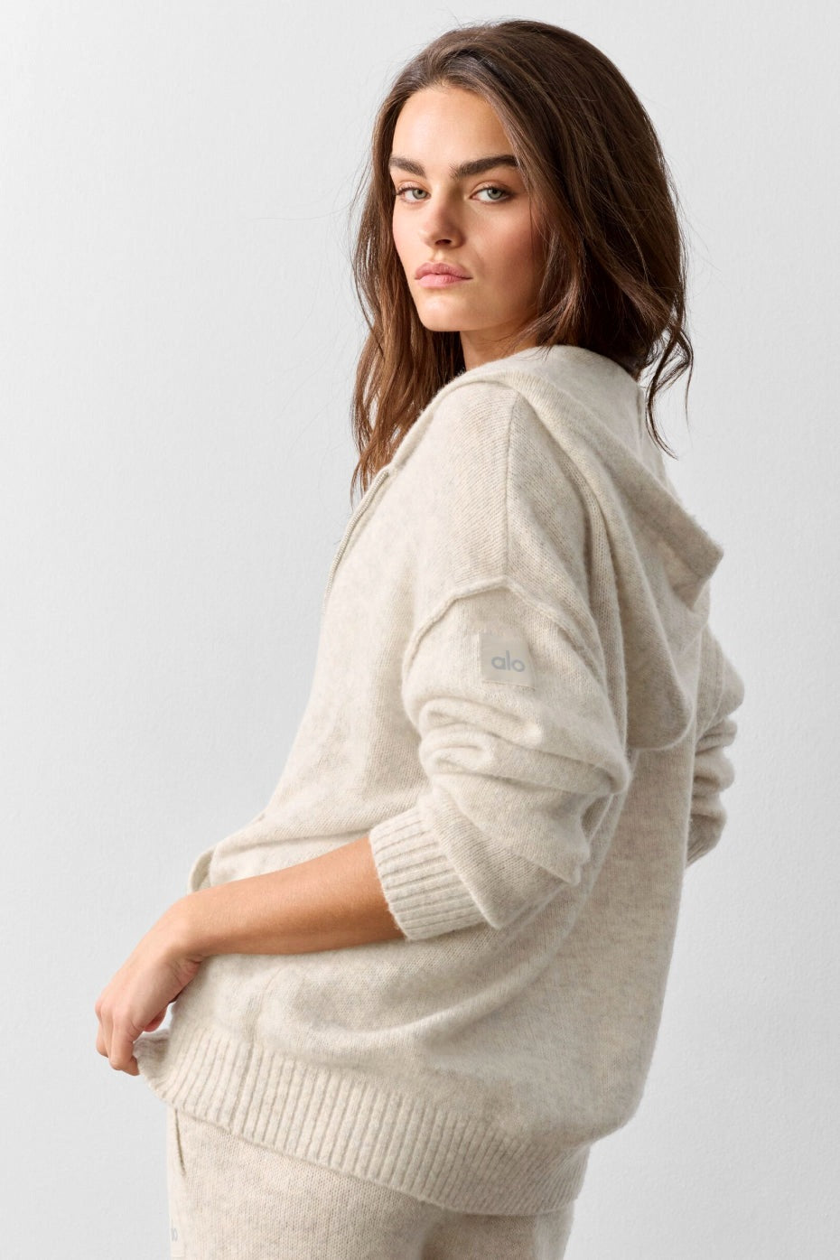 Alo Yoga Wool Cashmere New Class Full Zip Hoodie - Oatmeal Heather