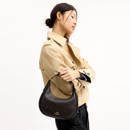 Coach Emily Shoulder Bag In Signature Canvas - Gold/Walnut/Black