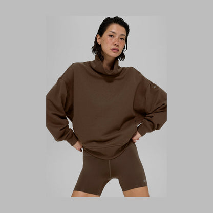 Alo Yoga Hazy Mock Neck Pullover - Espresso