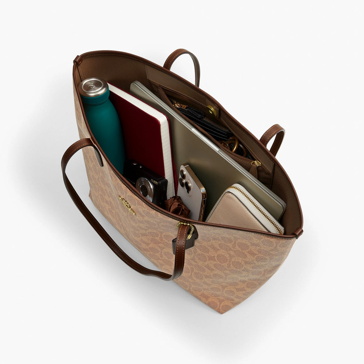 Coach City Tote Bag In Signature Canvas - Gold/Tan/Brown