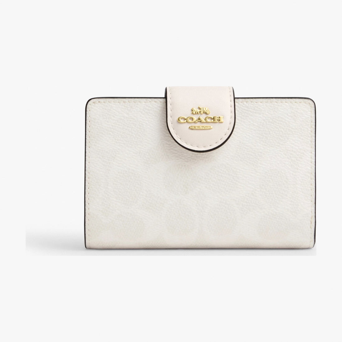 Coach Medium Corner Zip Wallet In Signature Canvas - Gold/White/Chalk