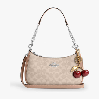 Coach Teri Shoulder Bag In Signature Canvas - Silver/Sand/Taupe