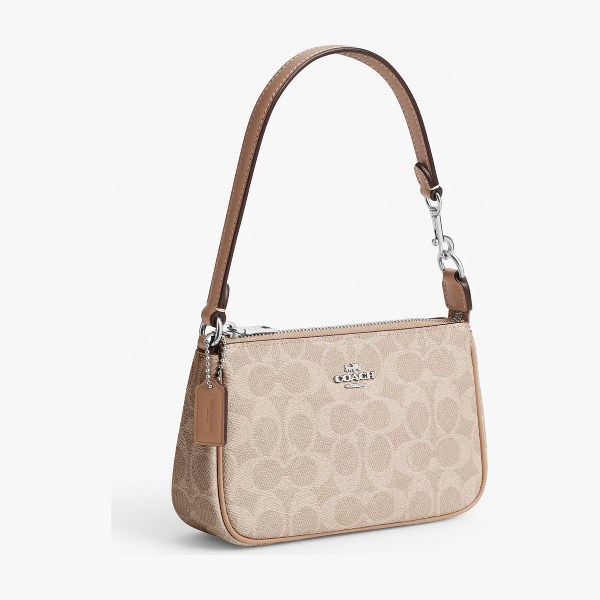 Coach Nolita 19 In Signature Canvas - Silver/Sand/Taupe