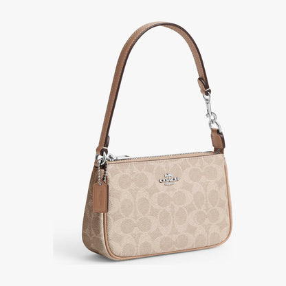 Coach Nolita 19 In Signature Canvas - Silver/Sand/Taupe