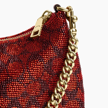 Coach Teri Shoulder Bag In Signature Beaded Satin - Gold/Crimson