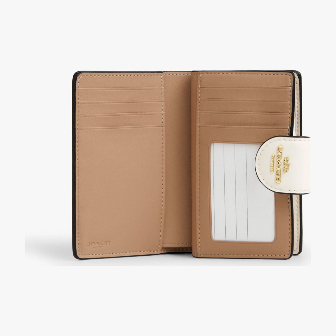 Coach Medium Corner Zip Wallet In Signature Canvas - Gold/White/Chalk