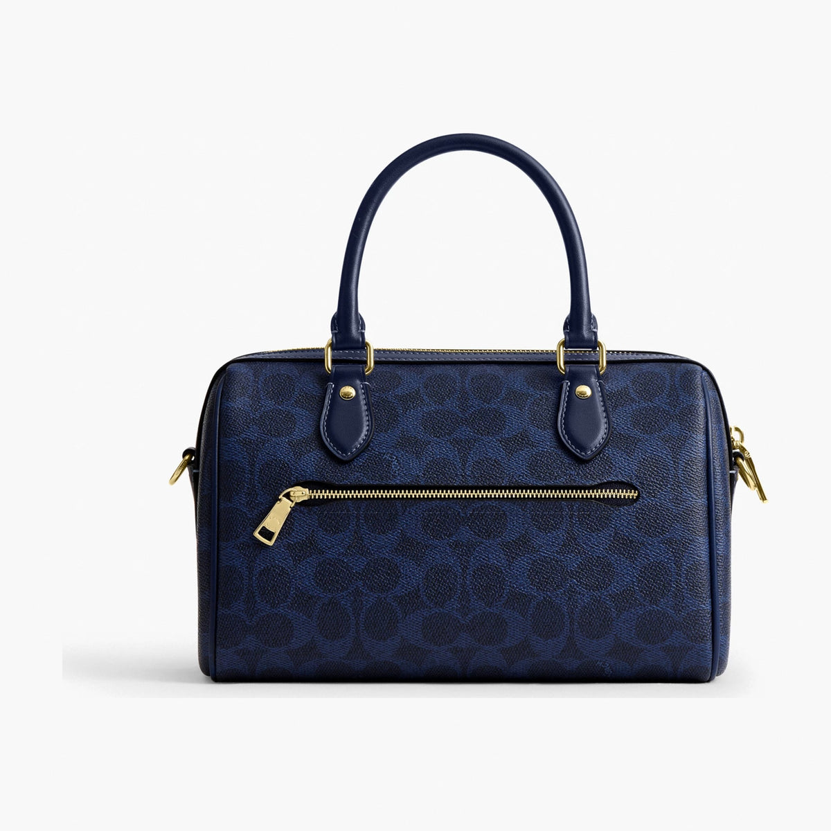 Coach Rowan Satchel Bag In Signature Canvas - Gold/Navy