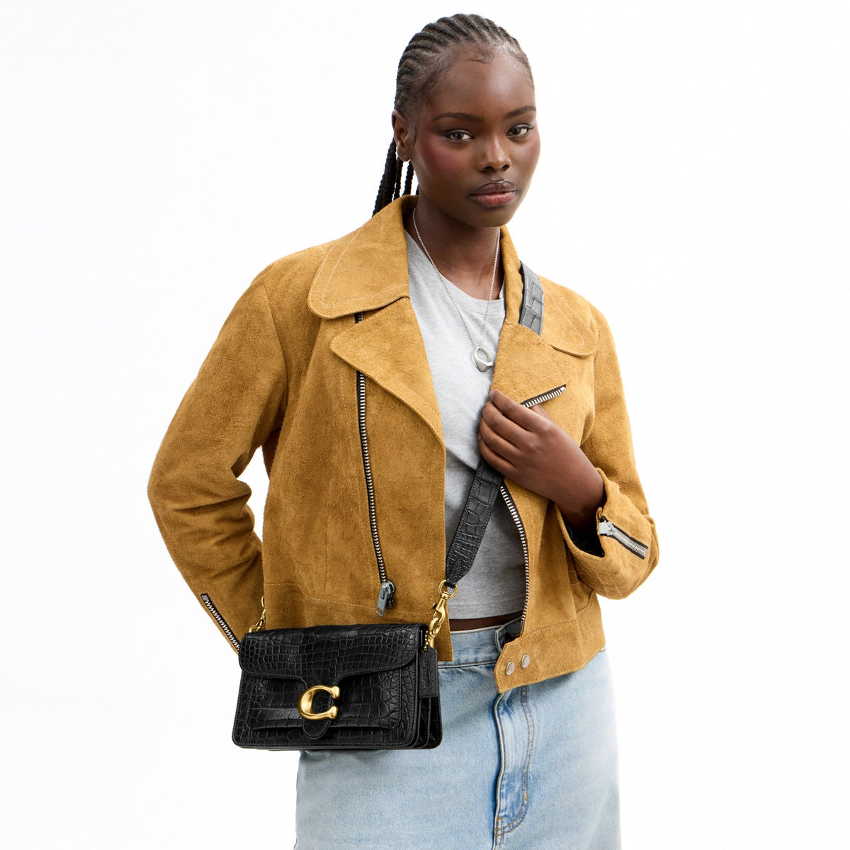 Coach Tabby Shoulder Bag 26 In Alligator - Brass/Black