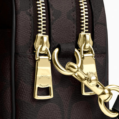 Coach Mini Carey Crossbody Bag In Signature Canvas - Gold/Walnut/Black