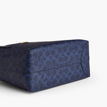 Coach Medium City Tote Bag In Signature Canvas - Gold/Navy