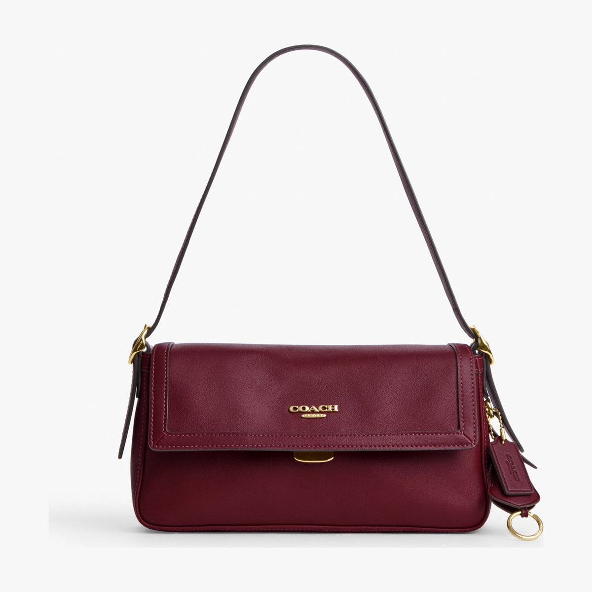 Coach Etta Small Flap Shoulder Bag - Gold/Dark Cherry