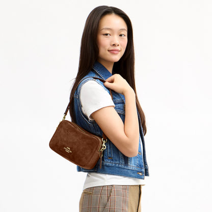 Coach Mini Carey Crossbody Bag - Gold/Warm Brown