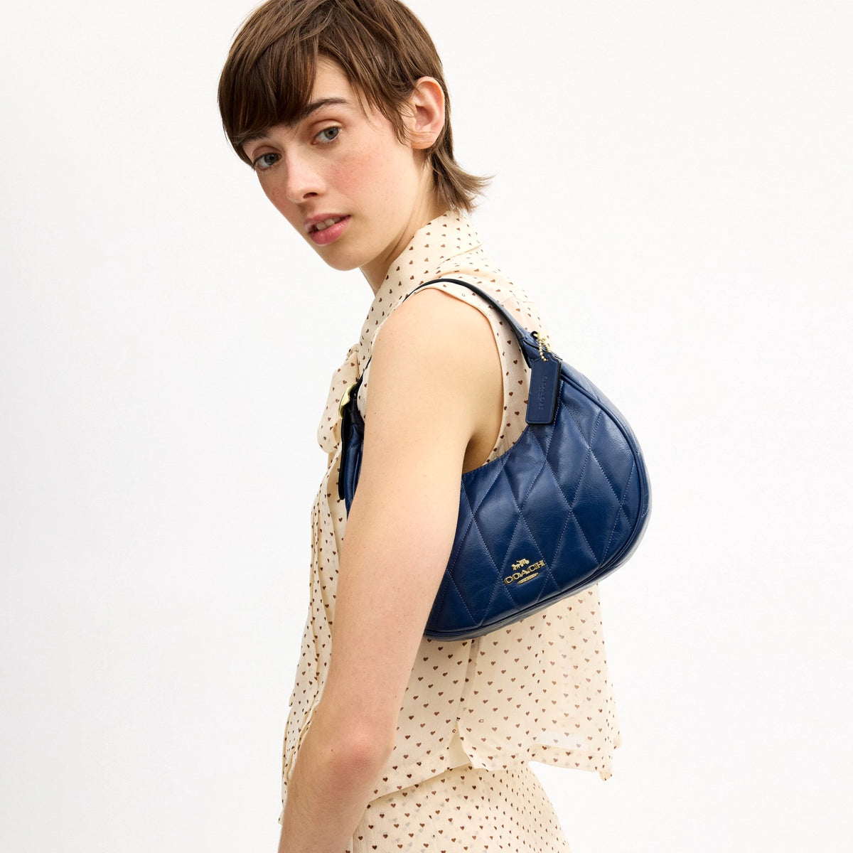 Coach Emily Shoulder Bag With Quilting - Gold/Deep Blue