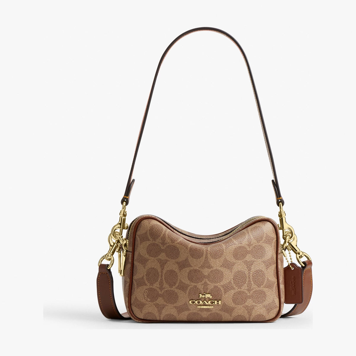 Coach Mini Carey Crossbody Bag In Signature Canvas - Gold/Tan/Brown