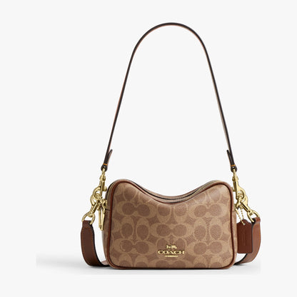 Coach Mini Carey Crossbody Bag In Signature Canvas - Gold/Tan/Brown