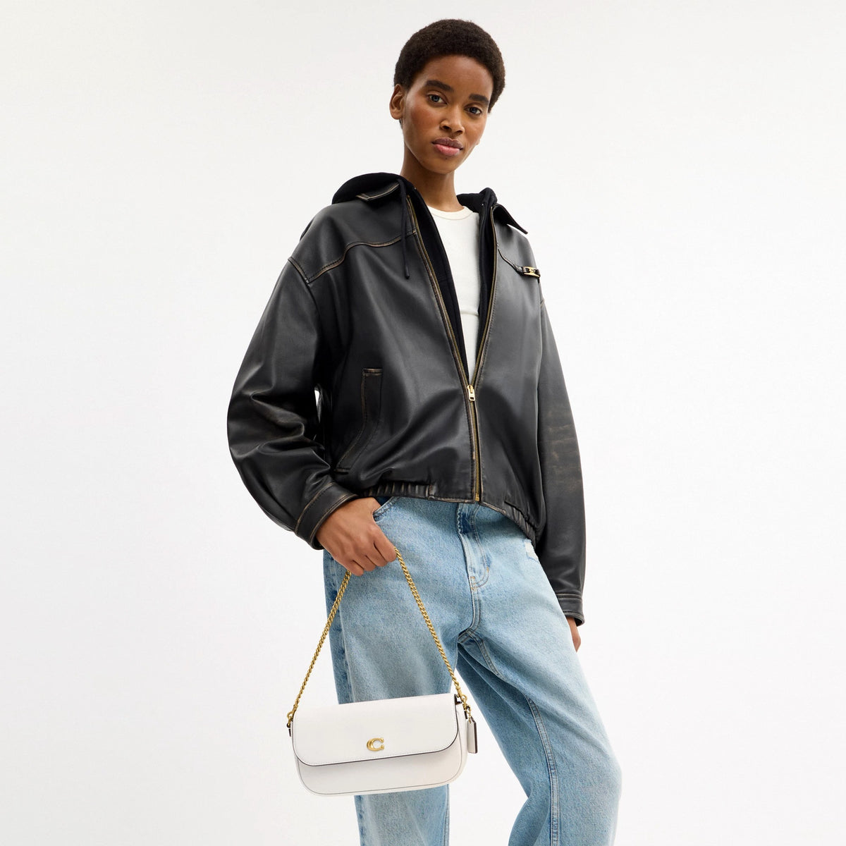 Coach Brook Flap Chain Bag - Brass/Chalk