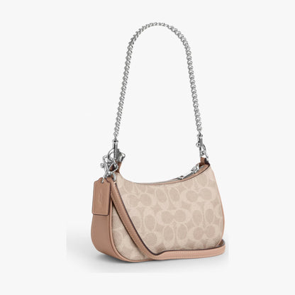 Coach Teri Mini Crossbody Bag In Signature Canvas - Silver/Sand/Taupe