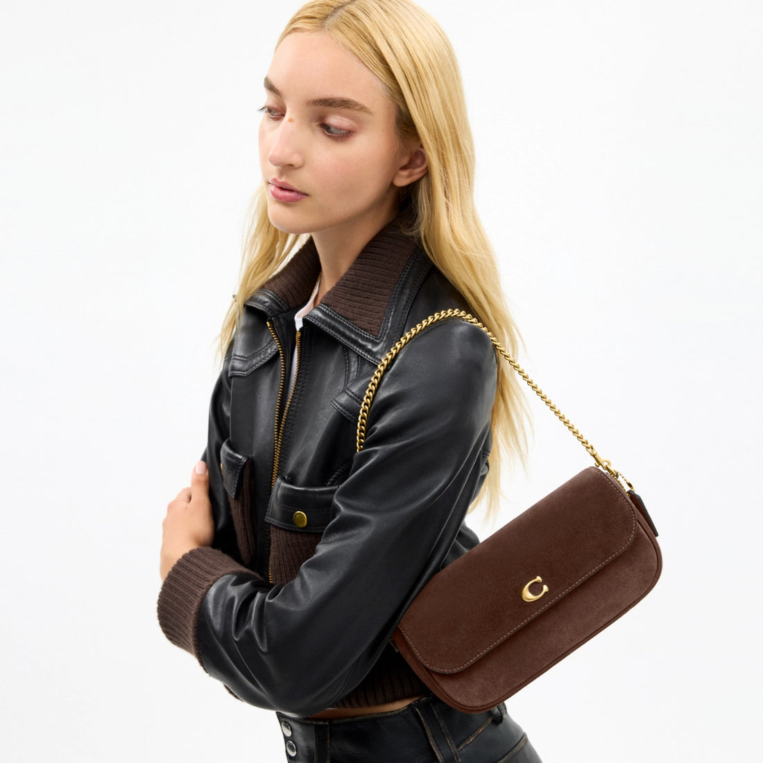 Coach Brook Flap Chain Bag - Brass/Dark Chocolate