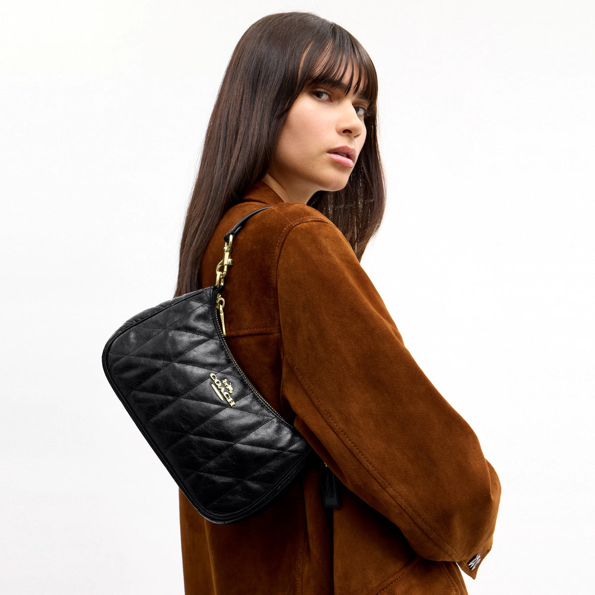 Coach Teri Shoulder Bag With Quilting - Gold/Black