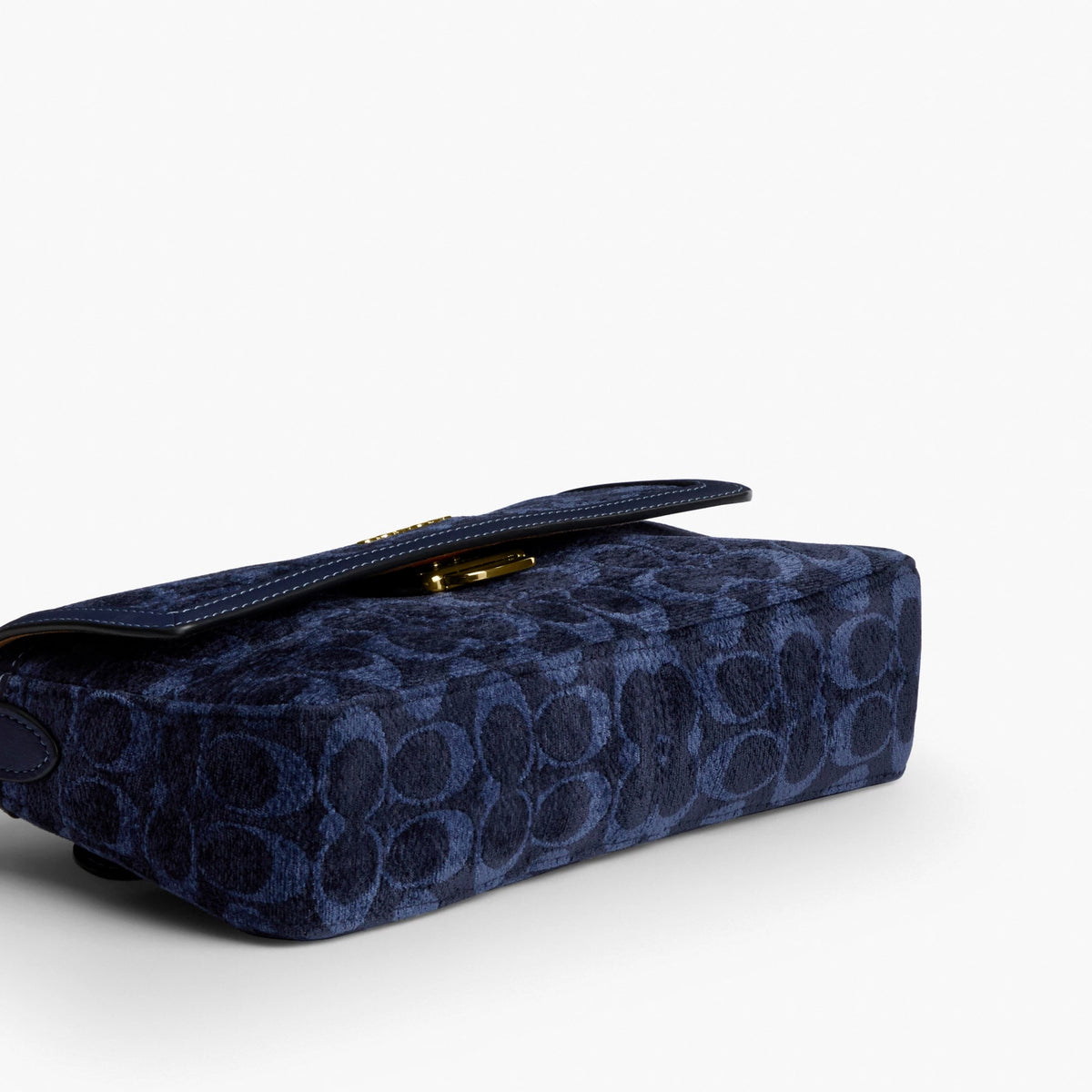 Coach Etta Small Flap Shoulder Bag In Signature Chenille - Gold/Navy
