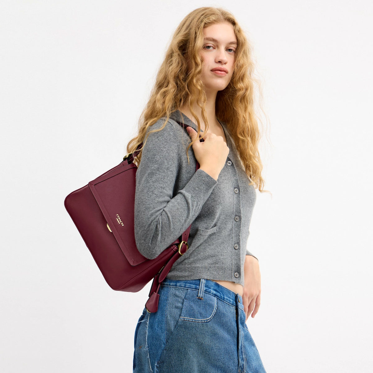 Coach Etta Flap Bag - Im/Dark Cherry