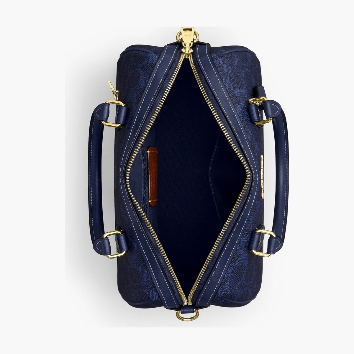 Coach Rowan Satchel Bag In Signature Canvas - Gold/Navy