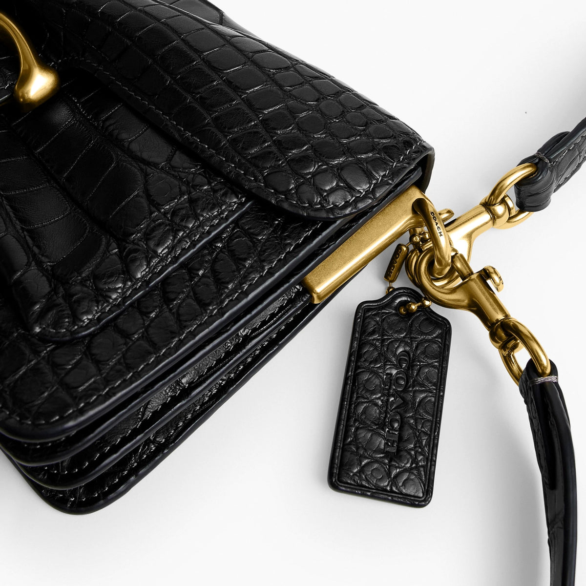 Coach Tabby Shoulder Bag 26 In Alligator - Brass/Black
