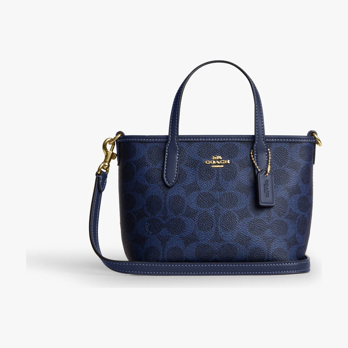 Coach City Mini Tote Bag In Signature Canvas - Gold/Navy