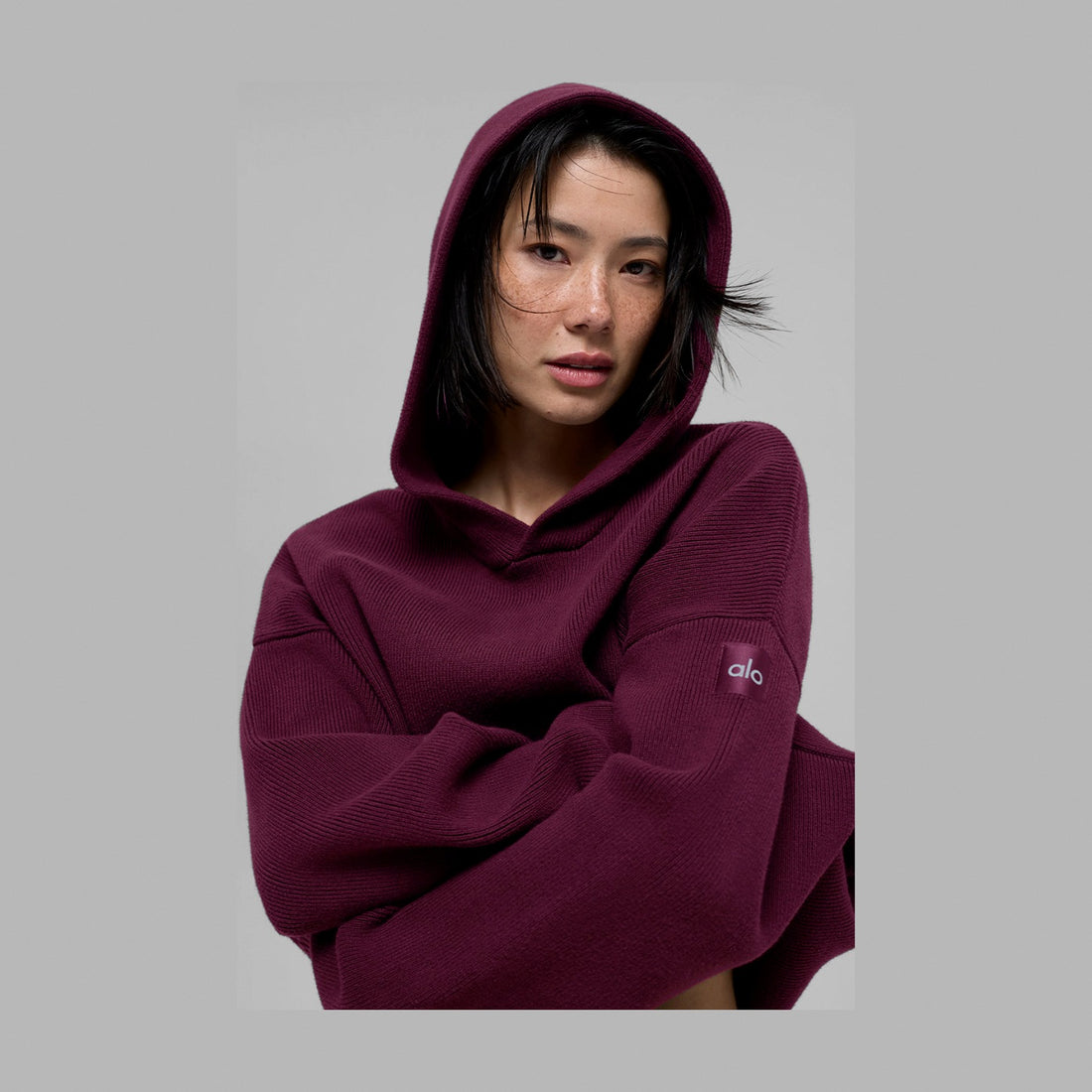 Alo Yoga Scholar Hooded Sweater - Burgundy