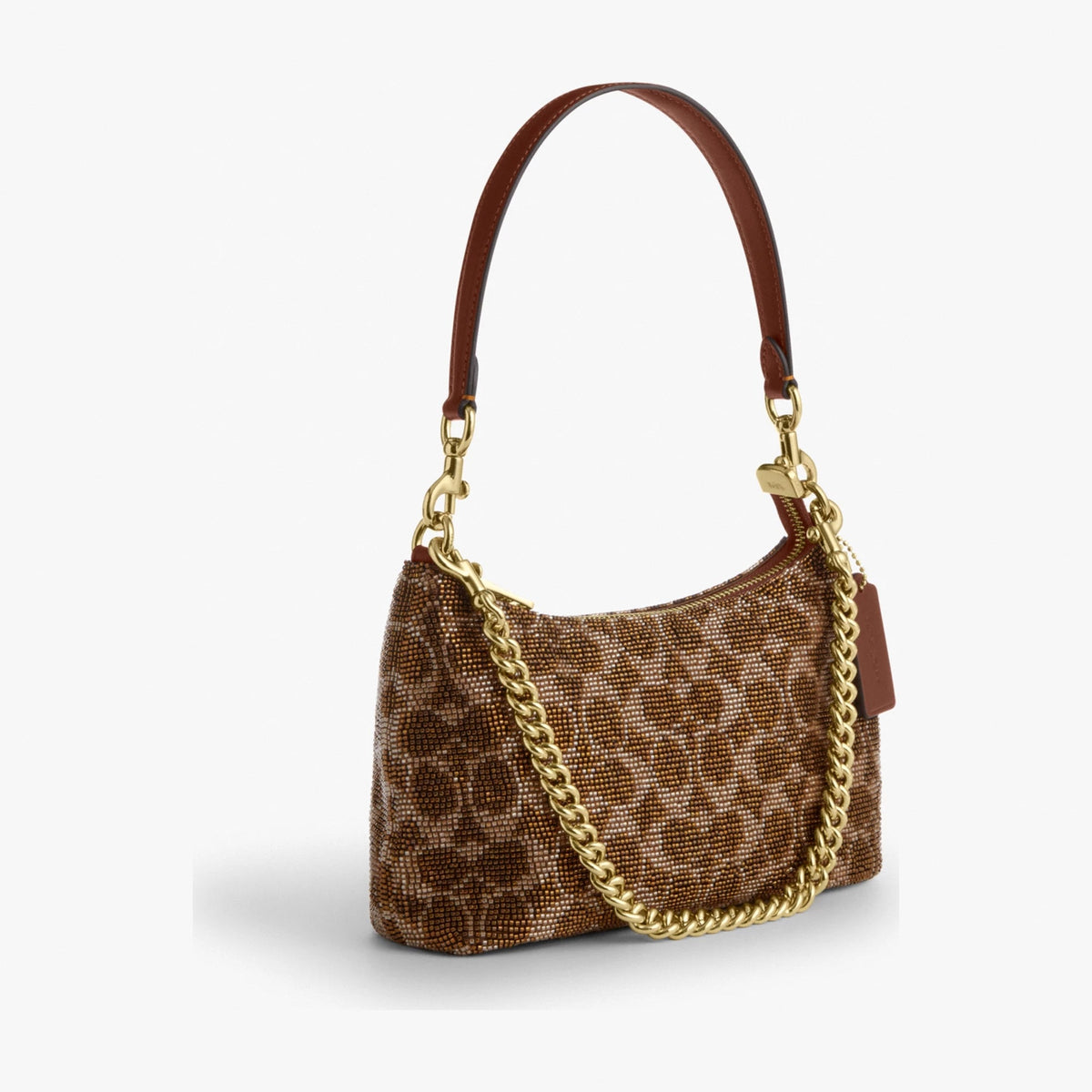 Coach Teri Shoulder Bag In Signature Beaded Satin - Gold/Tan