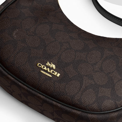 Coach Emily Shoulder Bag In Signature Canvas - Gold/Walnut/Black