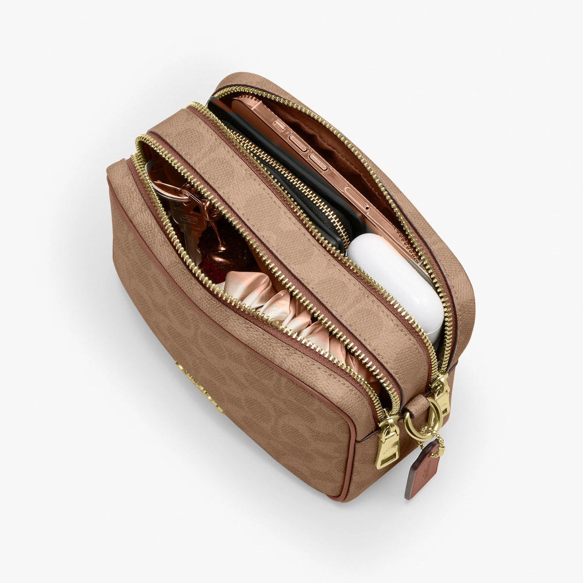Coach Mini Carey Crossbody Bag In Signature Canvas - Gold/Tan/Brown