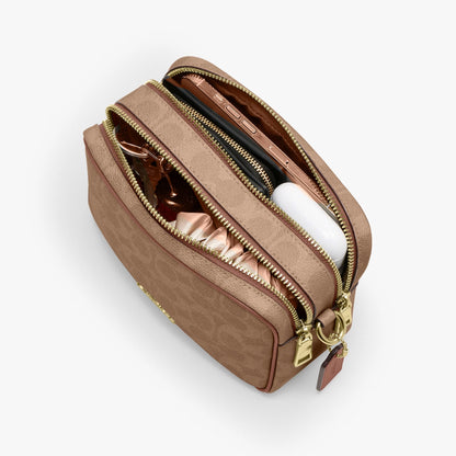 Coach Mini Carey Crossbody Bag In Signature Canvas - Gold/Tan/Brown