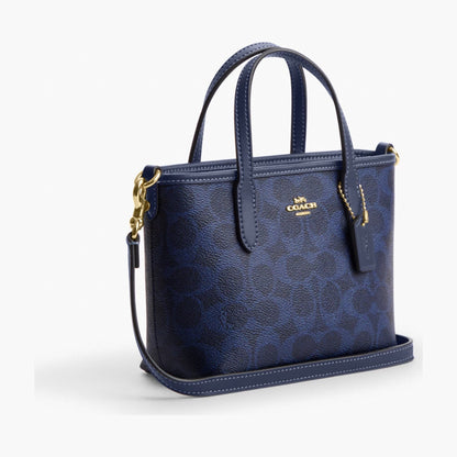 Coach City Mini Tote Bag In Signature Canvas - Gold/Navy