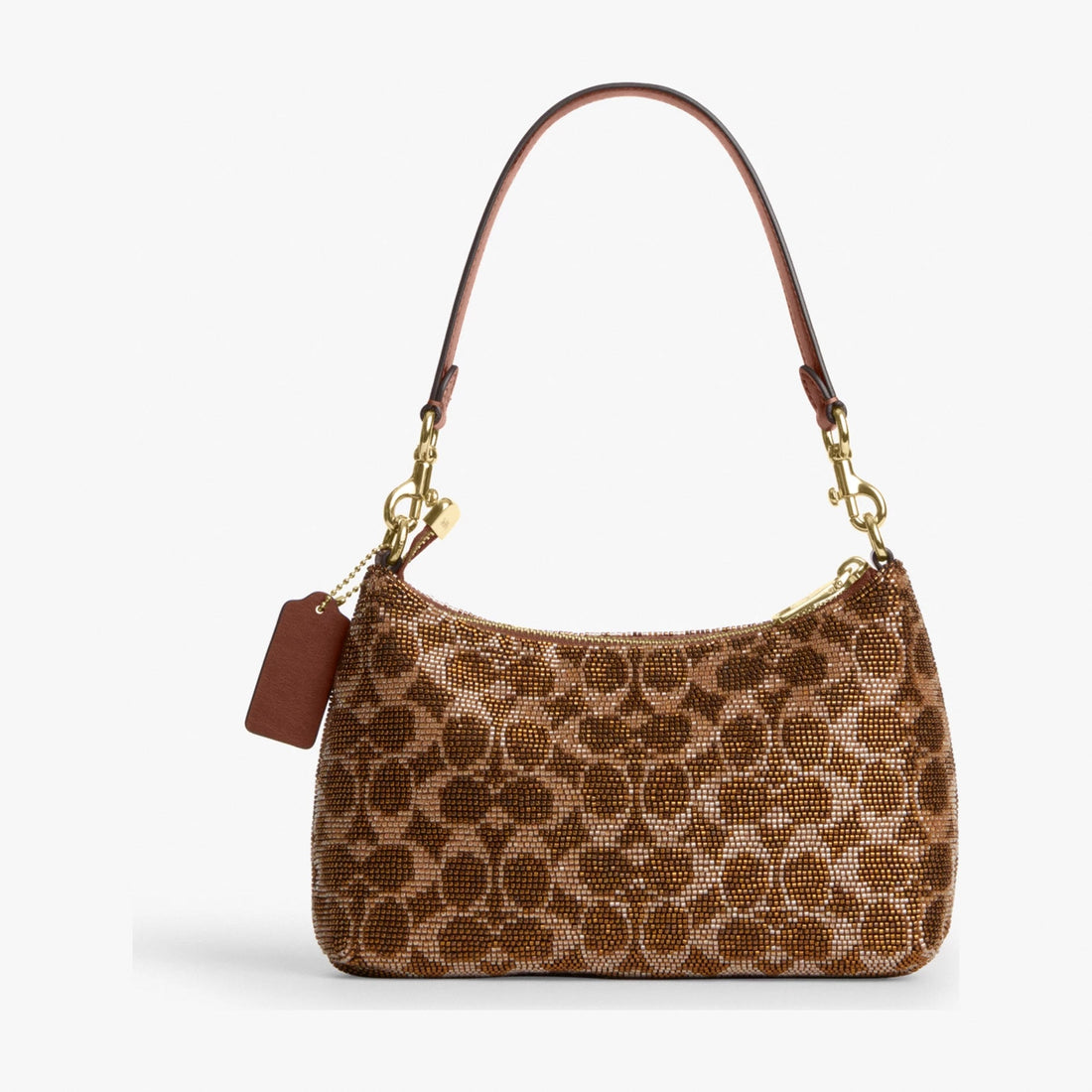 Coach Teri Shoulder Bag In Signature Beaded Satin - Gold/Tan