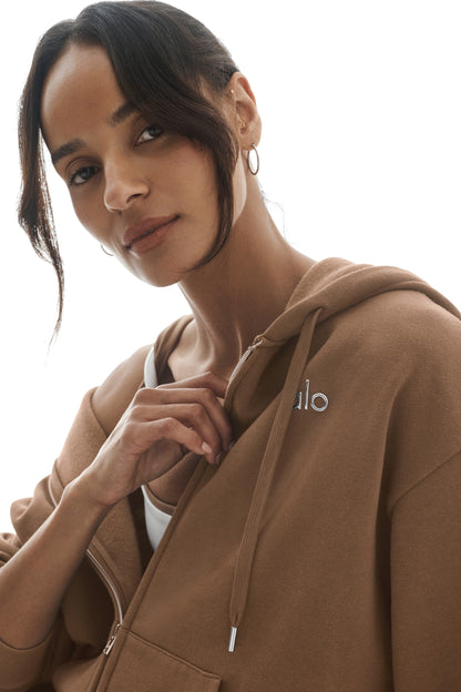 Alo Yoga Accolade Full Zip Hoodie - Java Brown