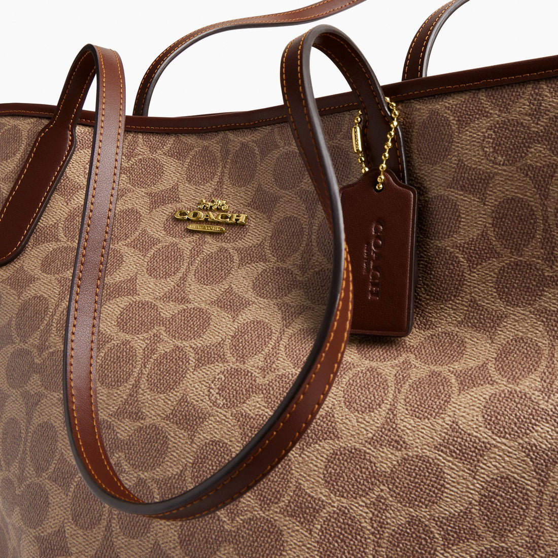 Coach City Tote Bag In Signature Canvas - Gold/Tan/Brown
