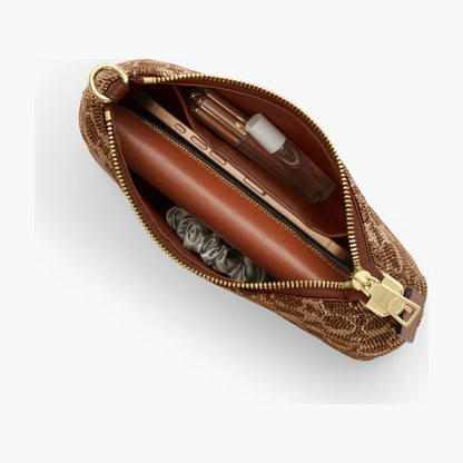 Coach Teri Shoulder Bag In Signature Beaded Satin - Gold/Tan