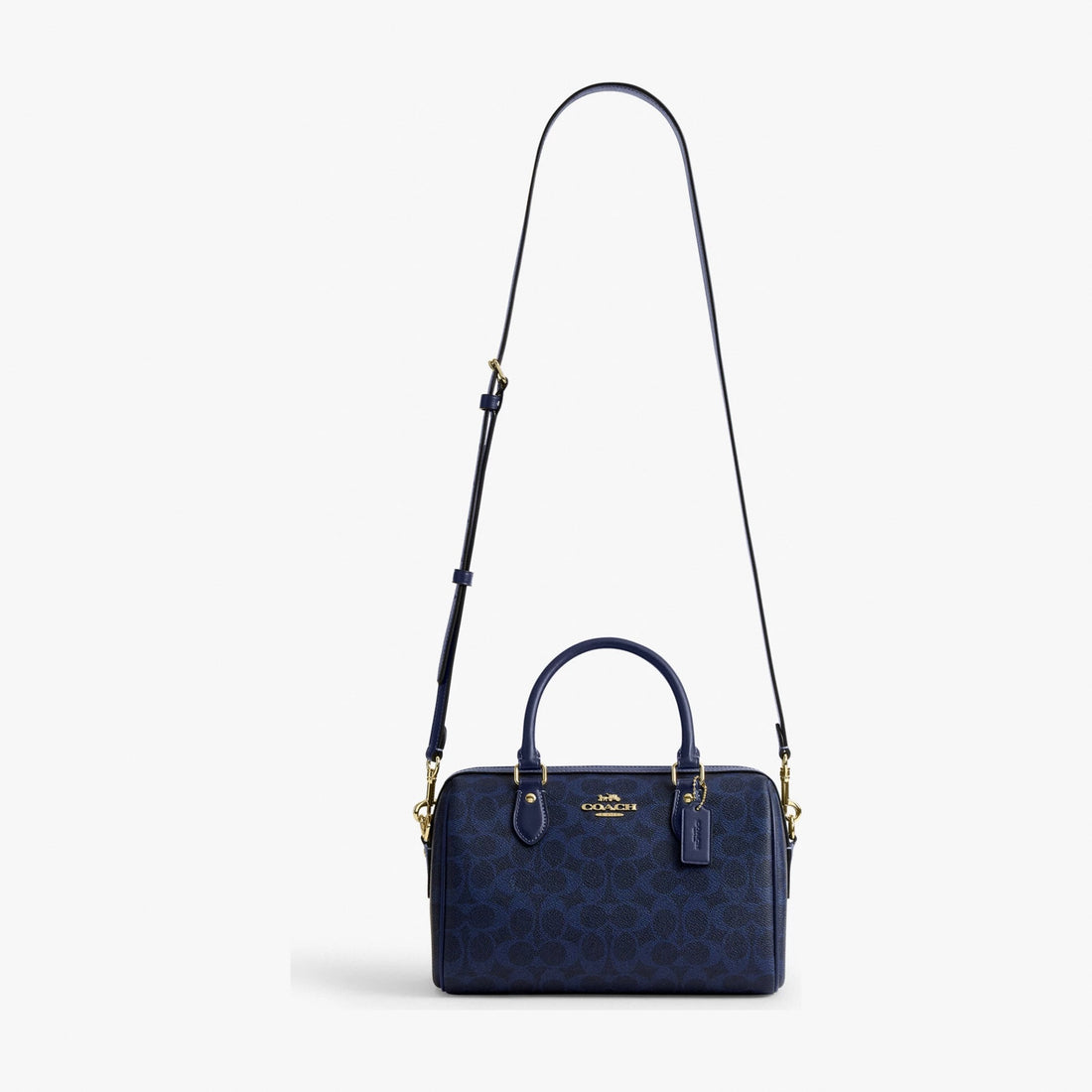 Coach Rowan Satchel Bag In Signature Canvas - Gold/Navy
