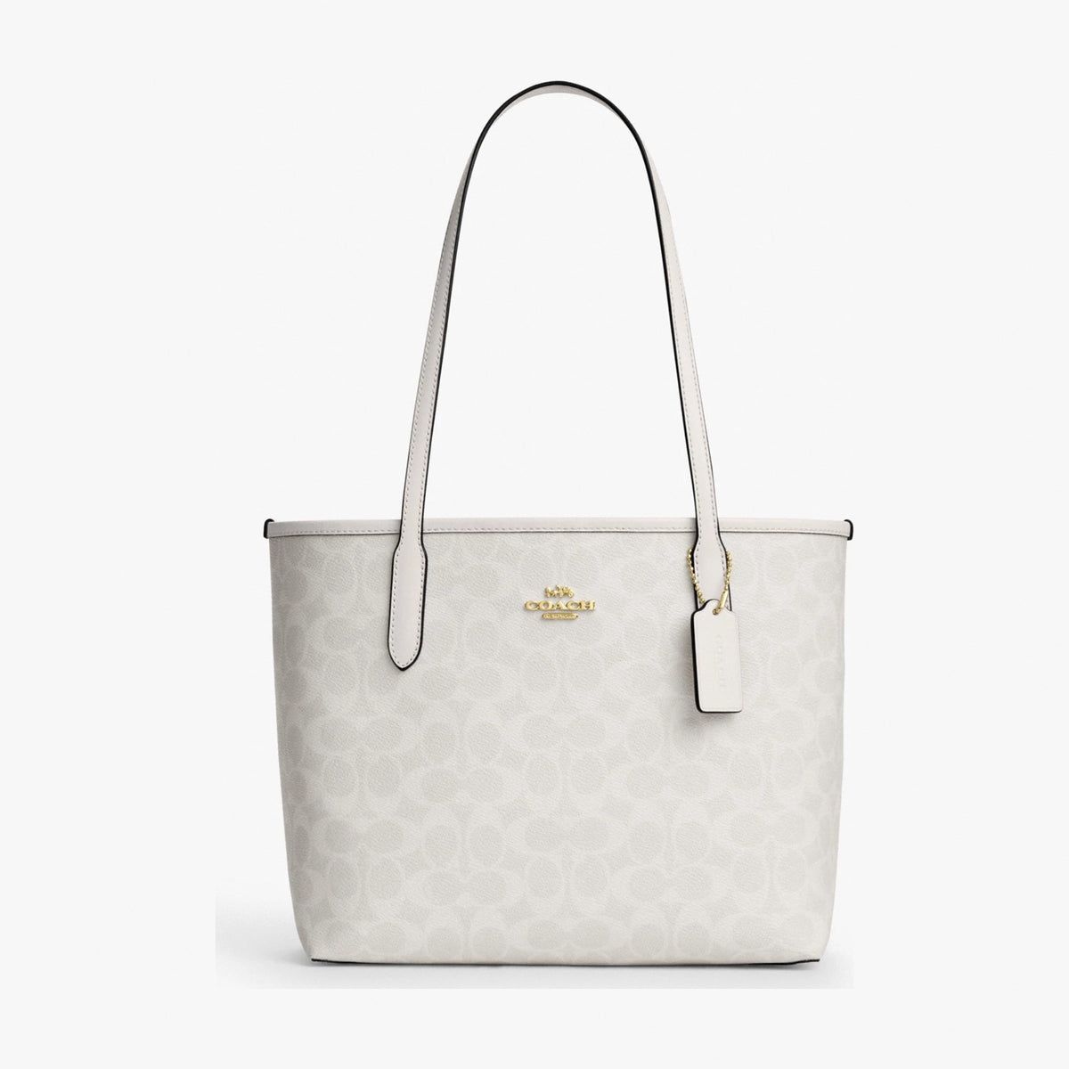 Coach Medium City Tote Bag In Signature Canvas - Gold/White/Chalk